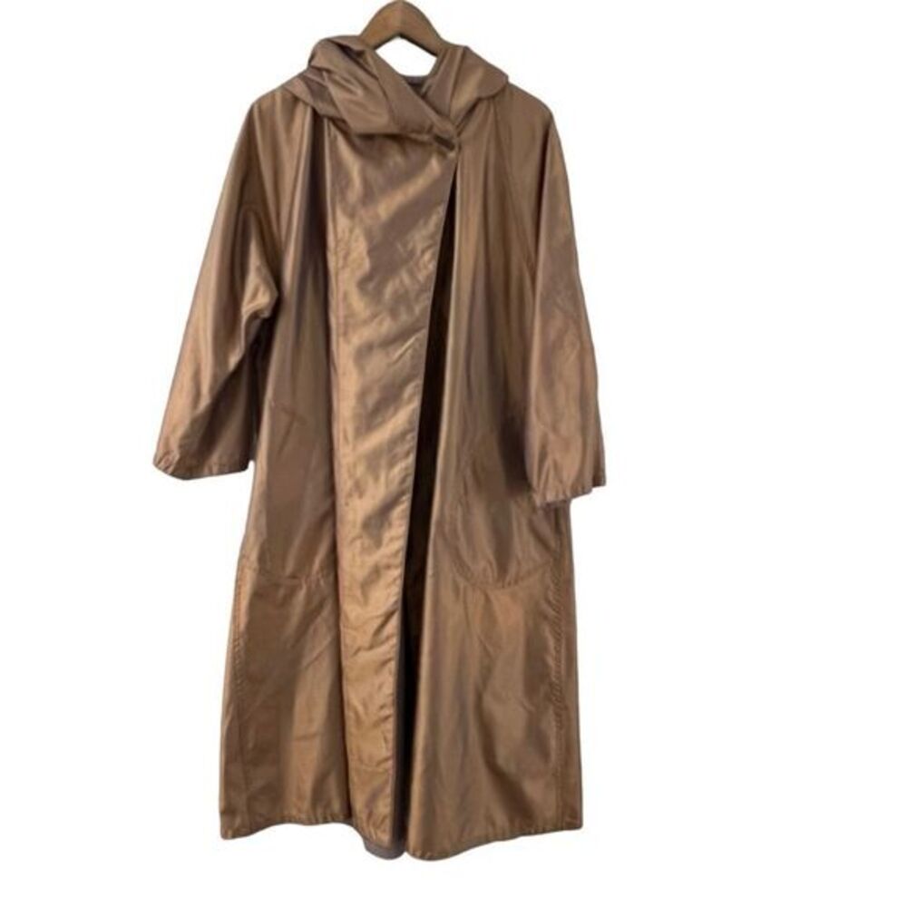 Mycra Pac Bronze-Brown Shiny Hooded Long Trench Coat